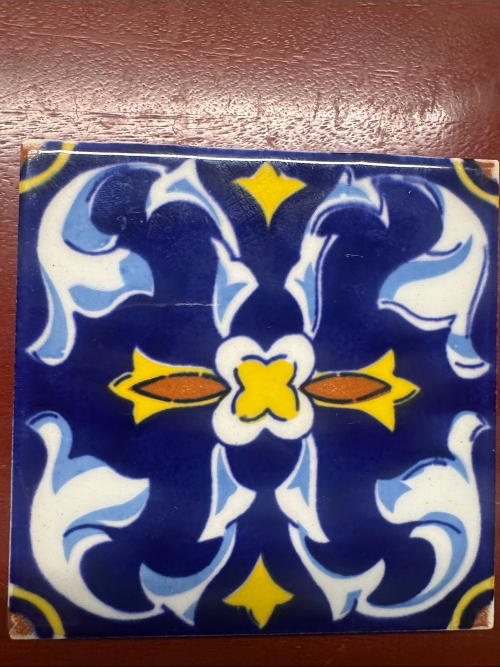 Decorative Blue Floral Ceramic Trivet coaster Tile Accent - Dal-tile